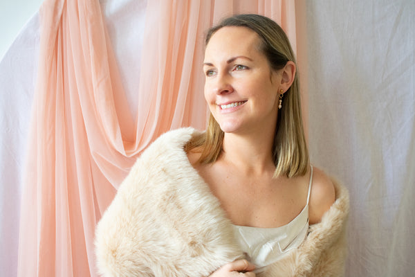 Shoulder Wrap Fur Shawl- Blush