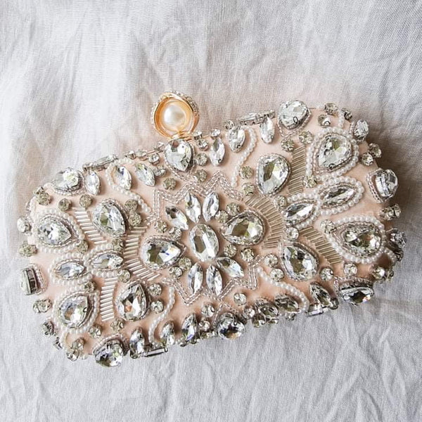 Elegant Crystal embellished evening bag.